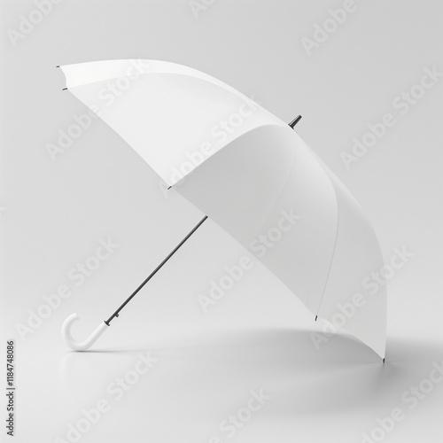 White umbrella mockup with curved handle