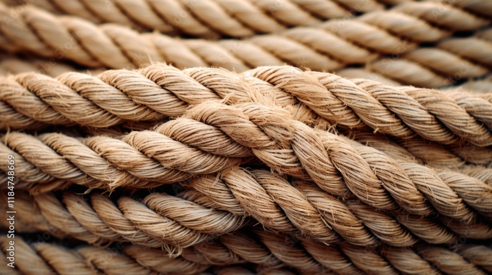 Thick Tangled Rope Closeup. Macro Image of Strong Yacht Rope with Blurred Background Thick Tangled Rope Closeup. Macro Image of Strong Yacht Rope with Blurred Background