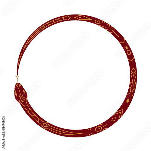 snake round frame border. 2025 Chinese Lunar New Year vector illustration isolated on white background