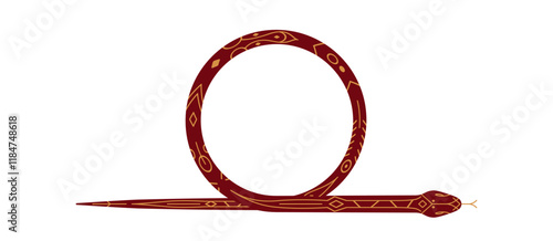 snake noose line border. 2025 Chinese Lunar New Year vector illustration isolated on white background