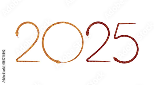 Happy chinese new year 2025 the snake zodiac sign. Happy Lunar New Year 2025 Year of the Snake vector illustration