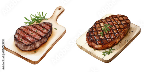 Wallpaper Mural Rustic Steak on Cutting Board with Herbs Torontodigital.ca