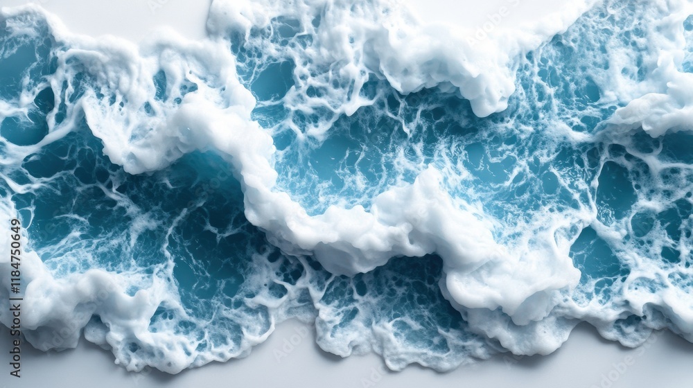 Naklejka premium Beautiful Ocean Waves with Foam and Clear Turquoise Water