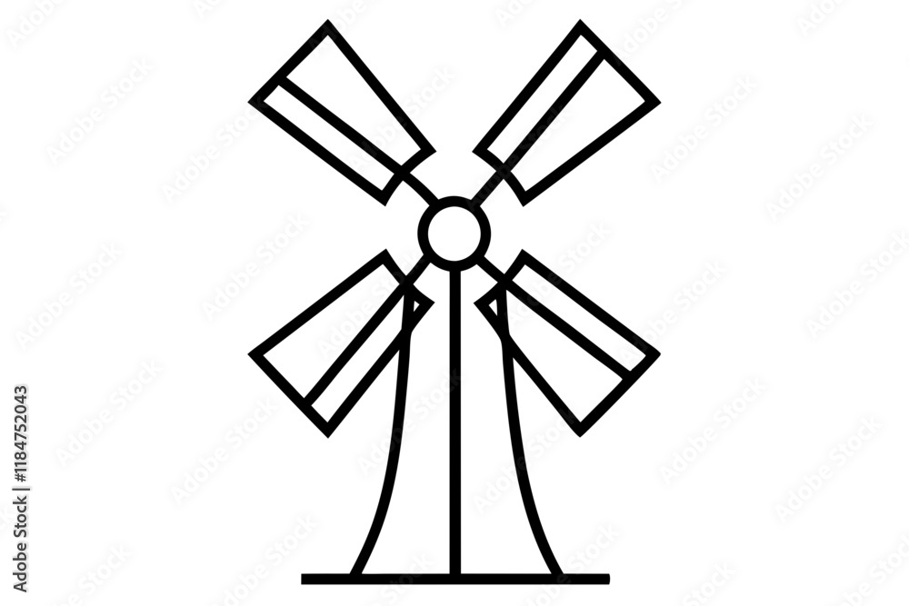Artistic Windmill Icon with Rotating Blades – Renewable Energy Symbol Artistic Windmill Icon with Rotating Blades – Renewable Energy Symbol
