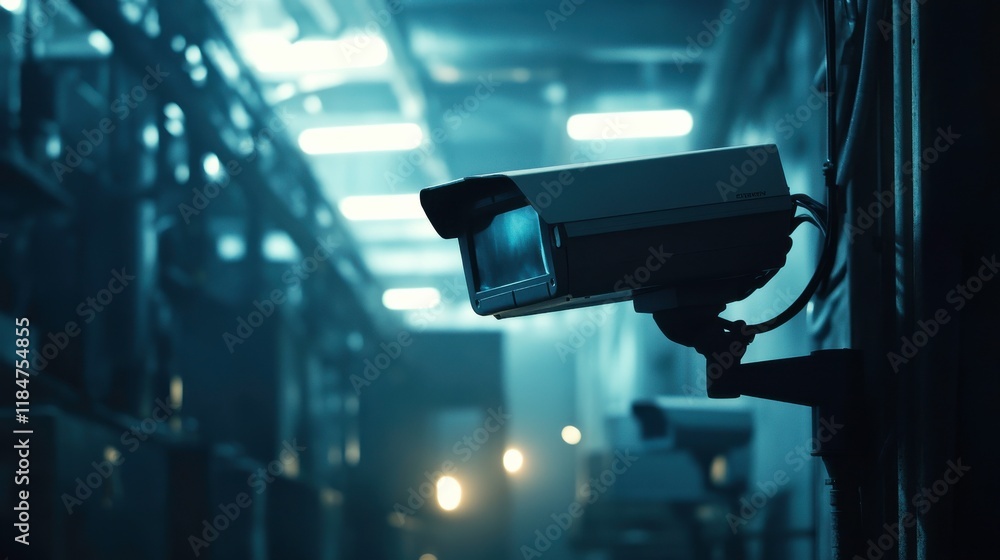 CCTV Security Setup in Dimly Lit Manufacturing Plant CCTV Security Setup in Dimly Lit Manufacturing Plant