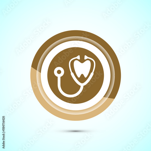 Dental care icon design illustration. Teeth care icon for dentist, dental clinic. Gold color button design