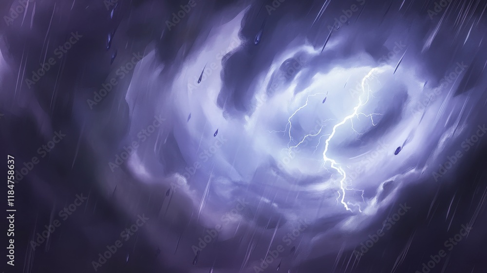 Naklejka premium A Captivating Stormy Sky with Powerful Lightning and Rain