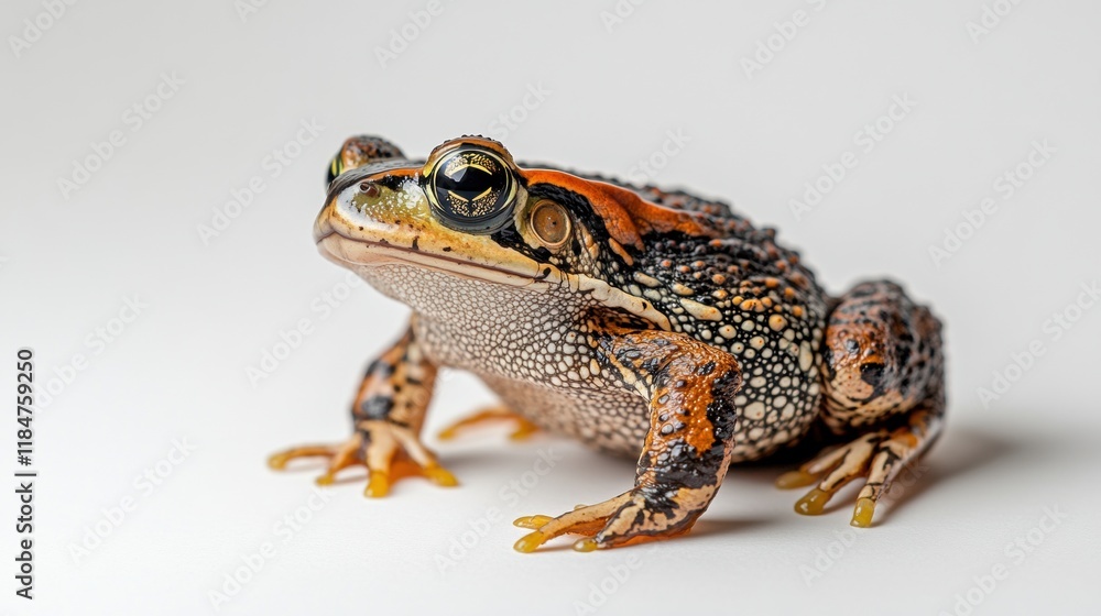 Fototapeta premium Colorful Exotic Frog Close-Up on White Background