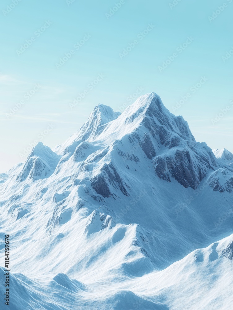 Fototapeta premium Majestic Snow Covered Mountain Range Under a Clear Sky