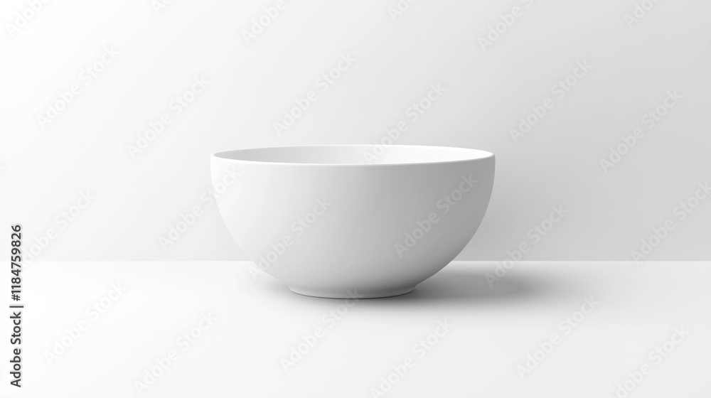 Minimalist White Bowl on Clean Surface with Soft Lighting Minimalist White Bowl on Clean Surface with Soft Lighting