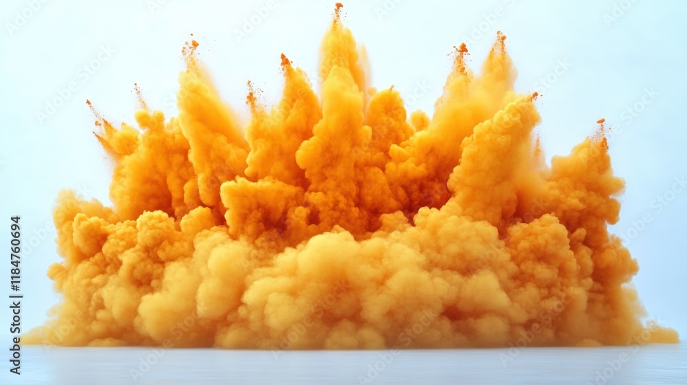 Large Abstract Explosion Cloud of Vibrant Orange Smoke in Sky Large Abstract Explosion Cloud of Vibrant Orange Smoke in Sky