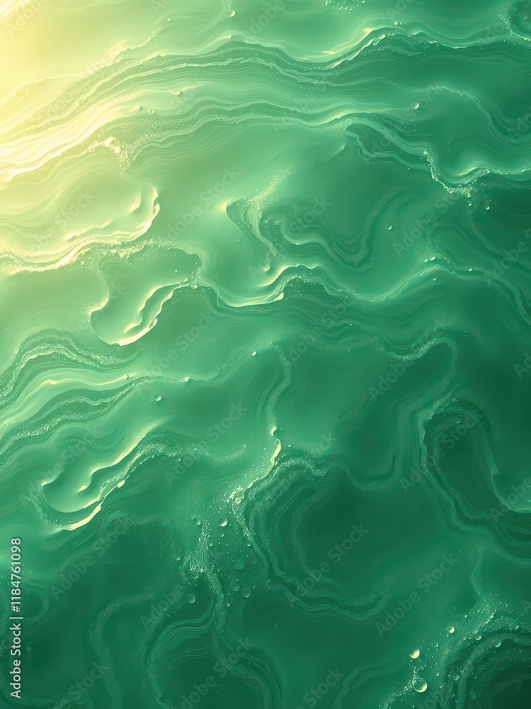 Obraz premium Luminous, swirling emerald green water, abstract texture, nature, graphic, bright