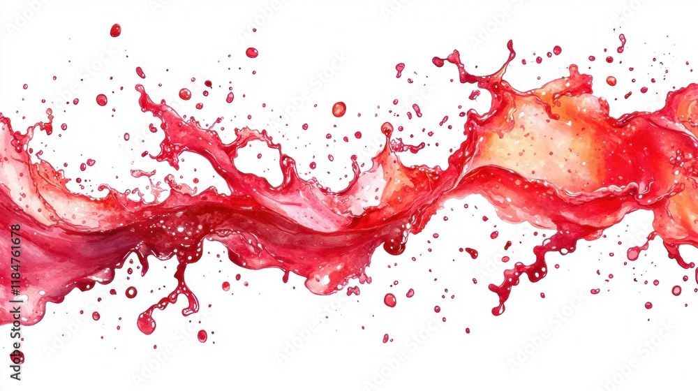 Vibrant Red Liquid Splash with Dynamic Motion and Bubbles Effect Vibrant Red Liquid Splash with Dynamic Motion and Bubbles Effect