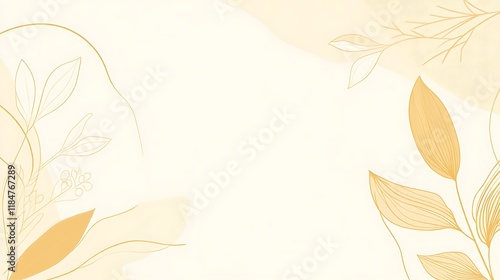 Elegant Golden Floral Design on Beige Background