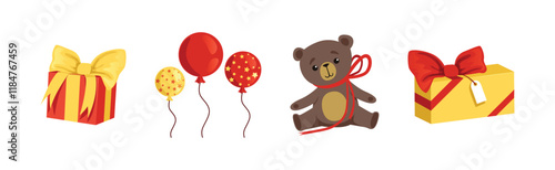 Birthday Celebration and Holiday Party Colorful Object Vector Set