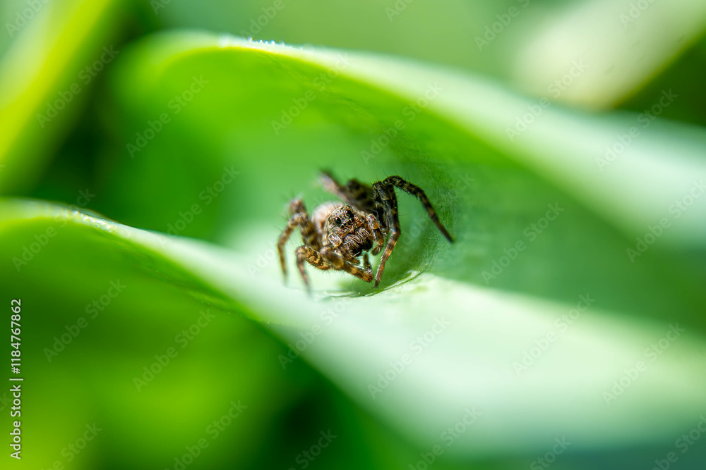 Naklejka premium spider on a leaf