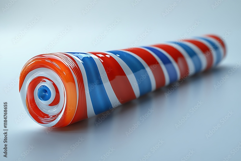 Obraz premium Vibrant Striped Cylinder on a Light Background