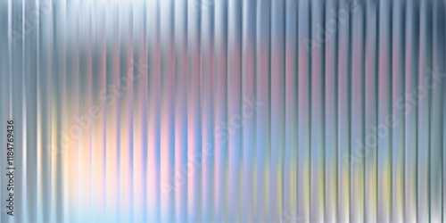 Glass pattern background effect. Abstract line gradient textur. Ribbed 3d iced corrugated metal. Light holograph transparent wall. Blue gray plastic window blur. Reed flute laser seamless ripple panel