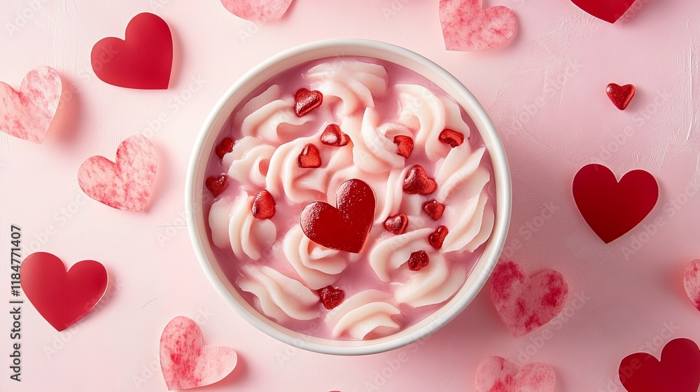 Fototapeta premium Romantic Valentine's Day Dessert in a Bowl