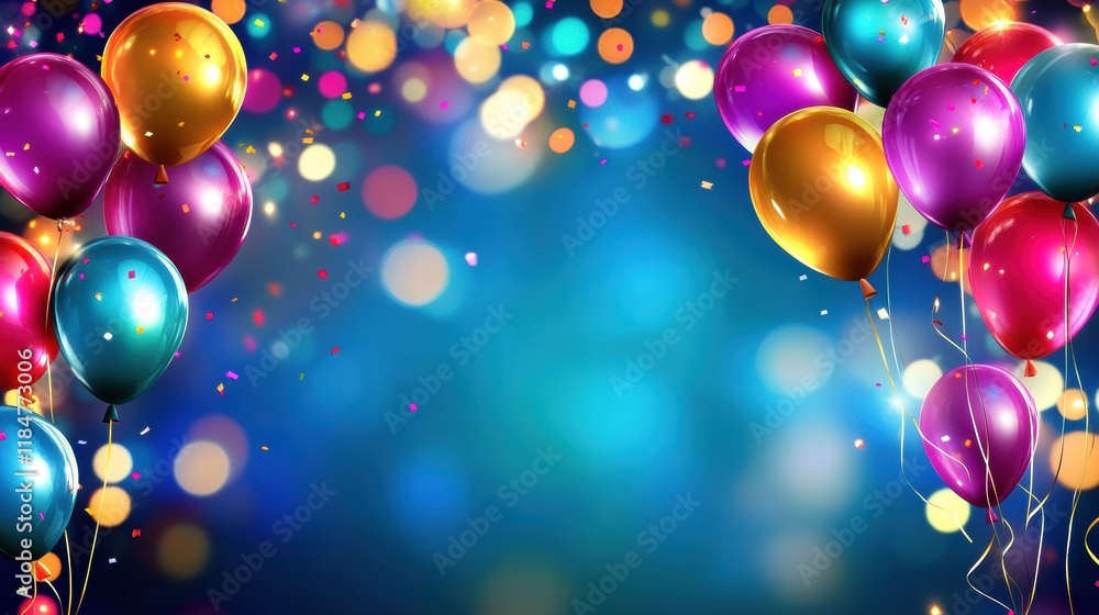 Colorful balloons and bright confetti set a festive mood for celebrations and special events at any gathering. Generative AI Colorful balloons and bright confetti set a festive mood for celebrations and special events at any gathering. Generative AI