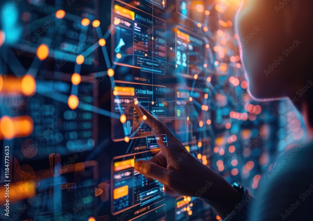 A person engages with an AI-driven dating app interface, exploring profiles and potential matches in a warm environment A person engages with an AI-driven dating app interface, exploring profiles and potential matches in a warm environment