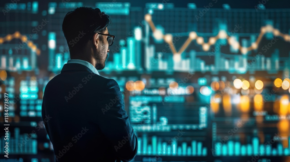 A professional analyzing data trends on a digital interface. A professional analyzing data trends on a digital interface.