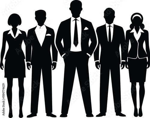 business people silhouette flat vector illustration