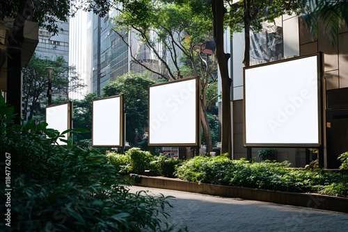 Blank billboards city park advertising mockup (5) photo