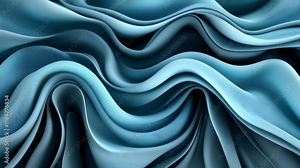 Obraz premium Abstract Blue Fabric Waves Flowing Design