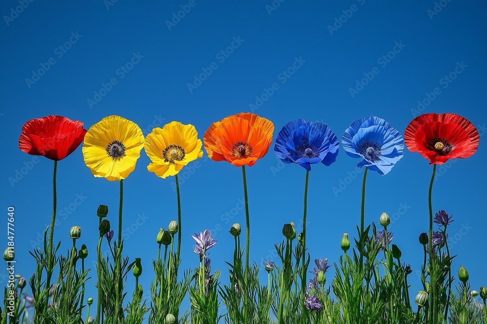 Vibrant spring flowers bloom under a clear blue sky, perfect for celebrating Easter with colorful arrangements and a fresh atmosphere for the season. Vibrant spring flowers bloom under a clear blue sky, perfect for celebrating Easter with colorful arrangements and a fresh atmosphere for the season.