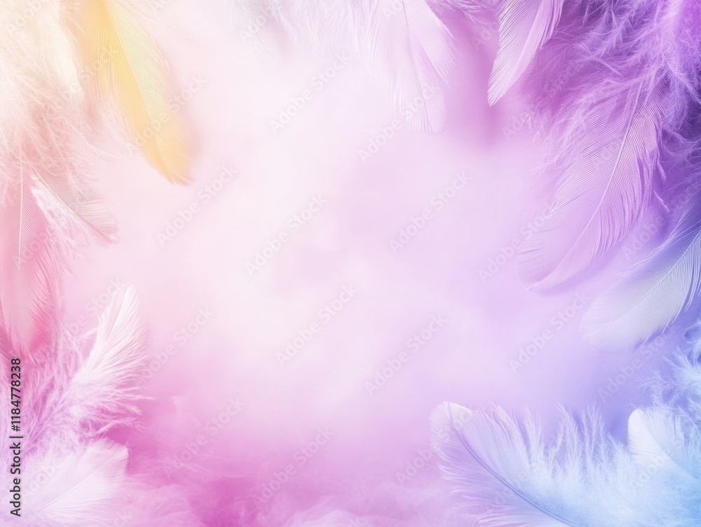 Obraz premium Pastel Feathers Frame Soft Background Image