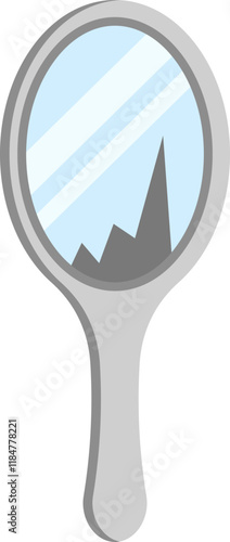 Broken hand mirror icon. Silver gray mirror. Vector illustration.