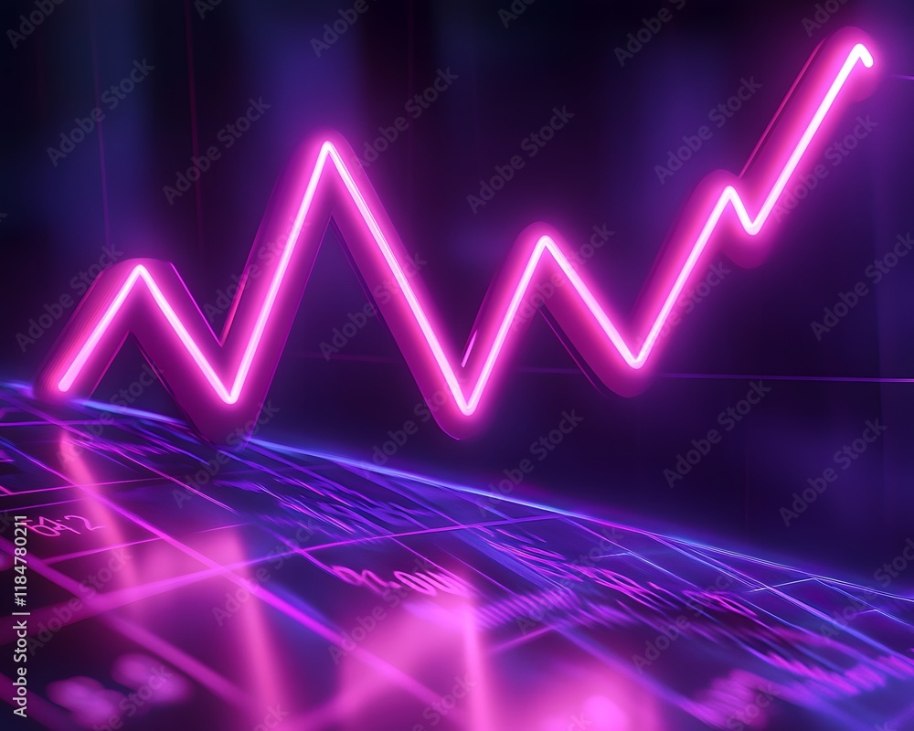 A vibrant digital illustration showcasing a rising graph in neon pink and blue, symbolizing growth, success, and financial progress in the business sector. A vibrant digital illustration showcasing a rising graph in neon pink and blue, symbolizing growth, success, and financial progress in the business sector.