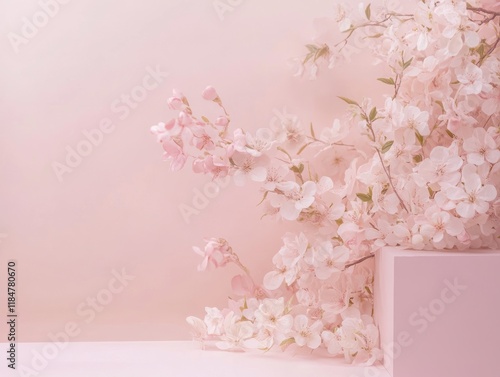 Wallpaper Mural Delicate Pink Blossoms Adorn Pastel Pink Background Torontodigital.ca