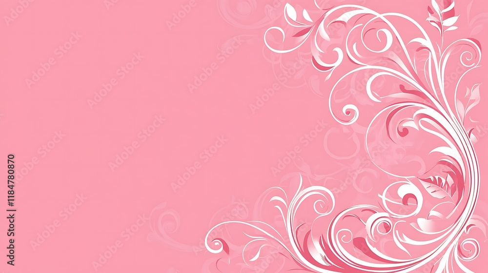 Pink Background With Elegant Floral Design Pink Background With Elegant Floral Design