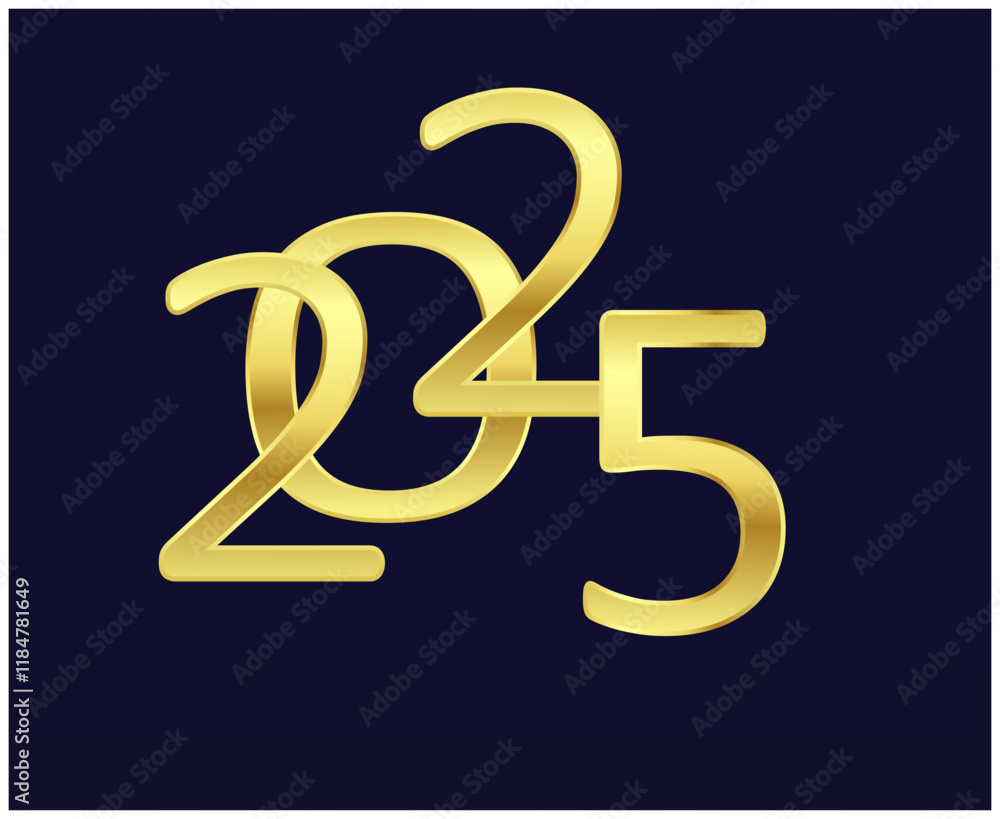 Fototapeta premium 2025 Happy New Year Abstract Gold Design Logo Symbol Vector Illustration