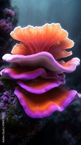 Vibrant orange and purple sea creature, a stunning display of underwater life. photo