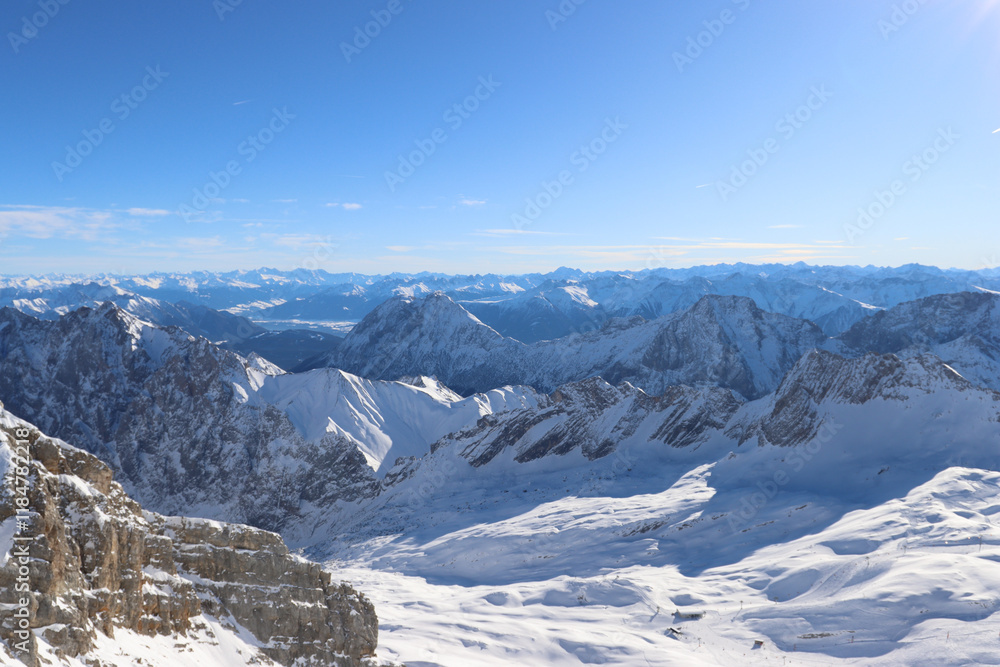 Obraz premium Top view of alps during winter season