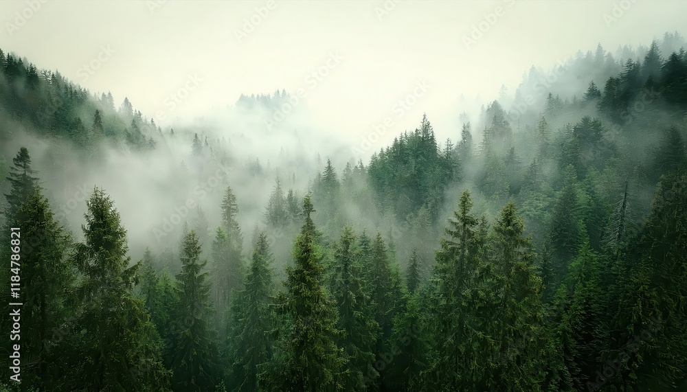 misty evergreen forest with dense tree canopy and soft atmospheric fog, evoking tranquility and connection to nature's serenity
misty evergreen forest with dense tree canopy and soft atmospheric fog, evoking tranquility and connection to nature's serenity