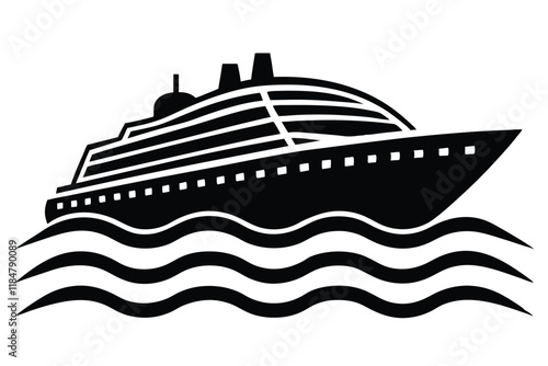 Luxury Cruise Ship Silhouette - High-Quality Vector Illustration