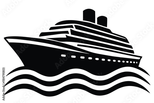 Luxury Cruise Ship Silhouette - High-Quality Vector Illustration