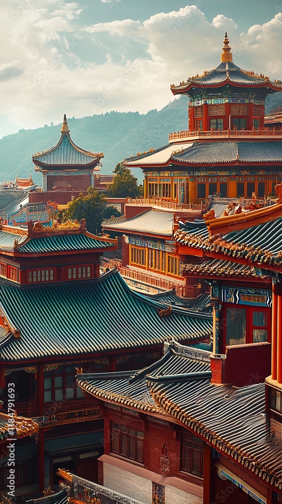chinese architecture with red and gold roof chinese architecture with red and gold roof