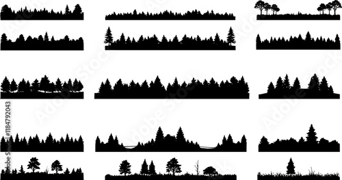 vector Set of forest isolated silhouettes

