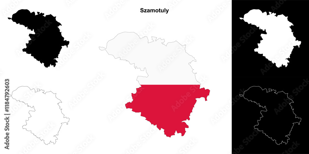 Fototapeta premium Szamotuly county outline map set