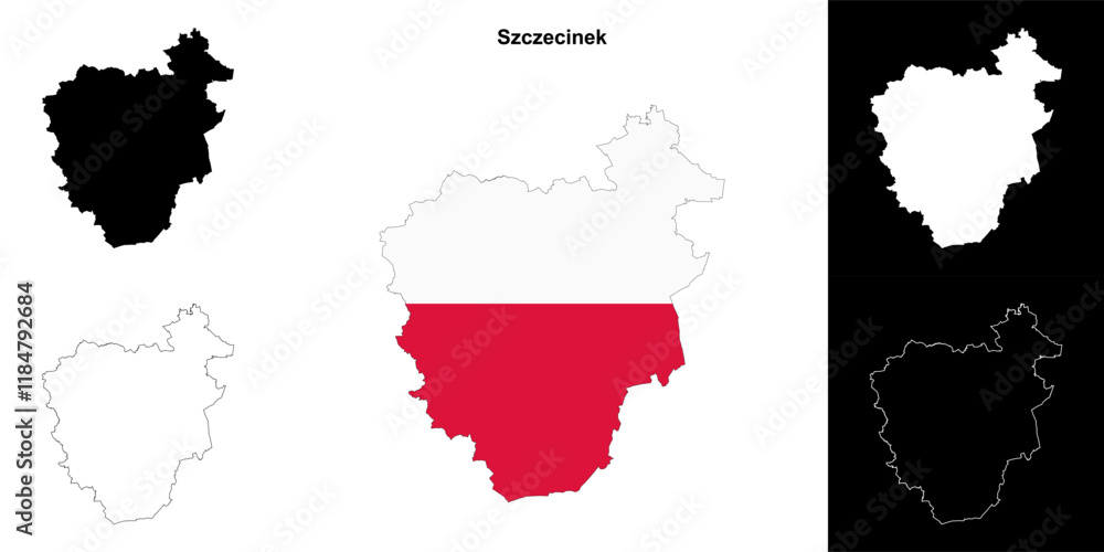 Fototapeta premium Szczecinek county outline map set