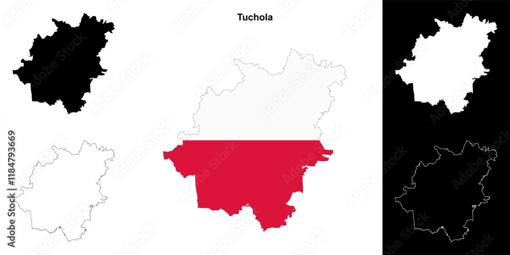 Fototapeta premium Tuchola county outline map set