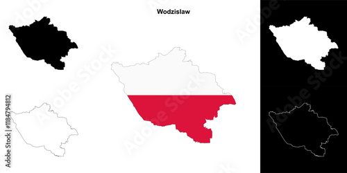 Wodzislaw county outline map set