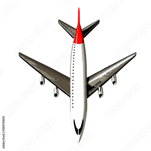 Aerial view of airplane  white background vector illustration (6)