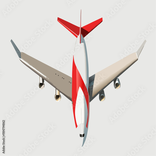 Aerial view of airplane  white background vector illustration (3)