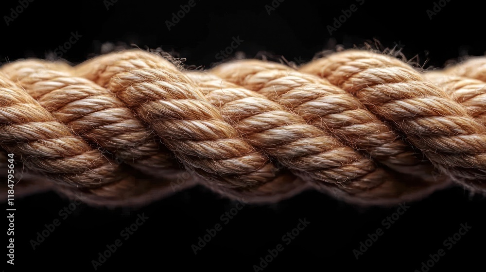 Close-up beige rope texture, dark background, nautical theme, design element Close-up beige rope texture, dark background, nautical theme, design element